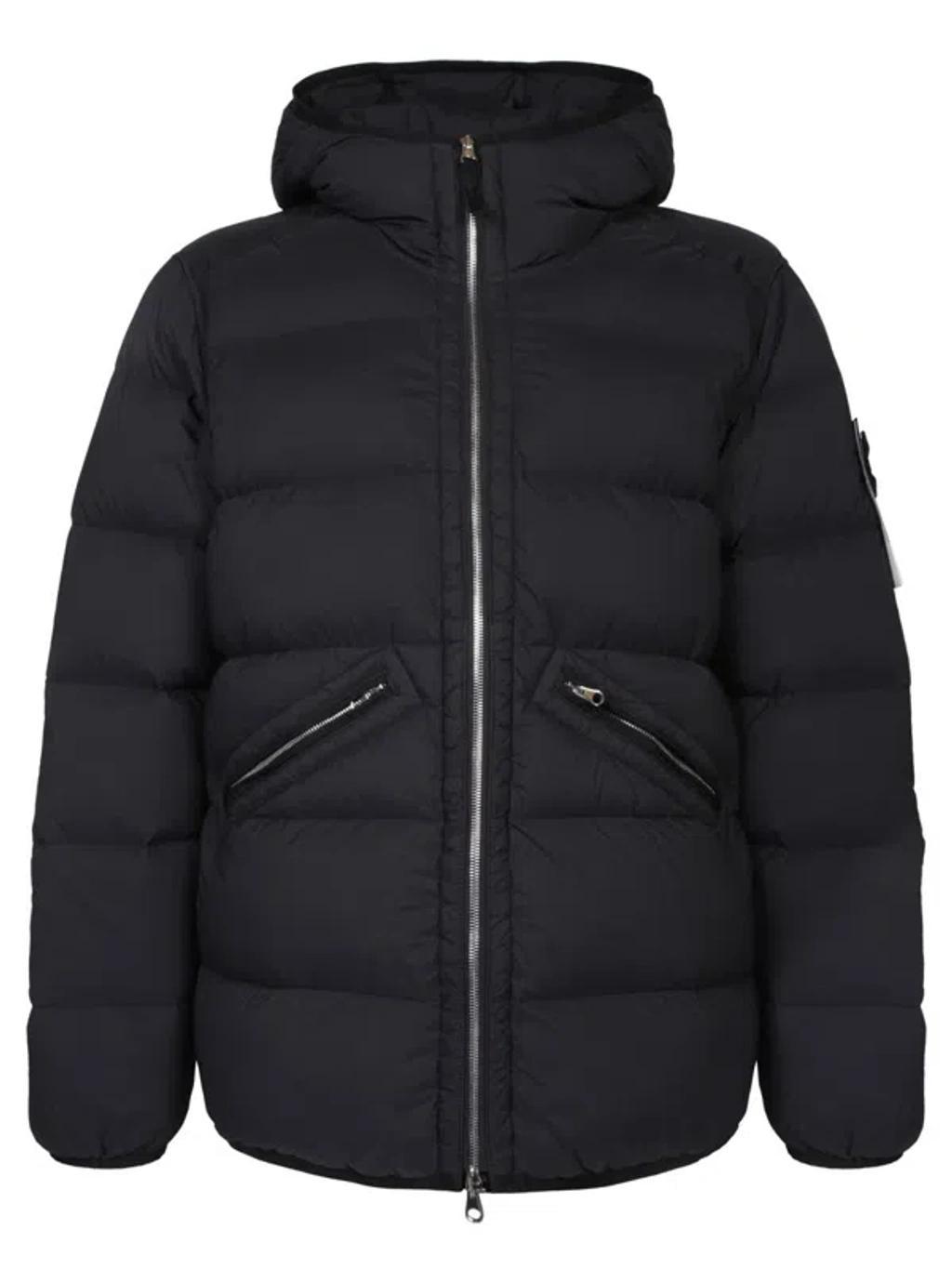 STONE ISLAND Padded Hooded Jacket In Black Product Image