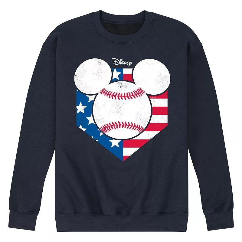 Disneys Mickey Mouse Mens Baseball Flag Fleece Sweatshirt Blue Product Image