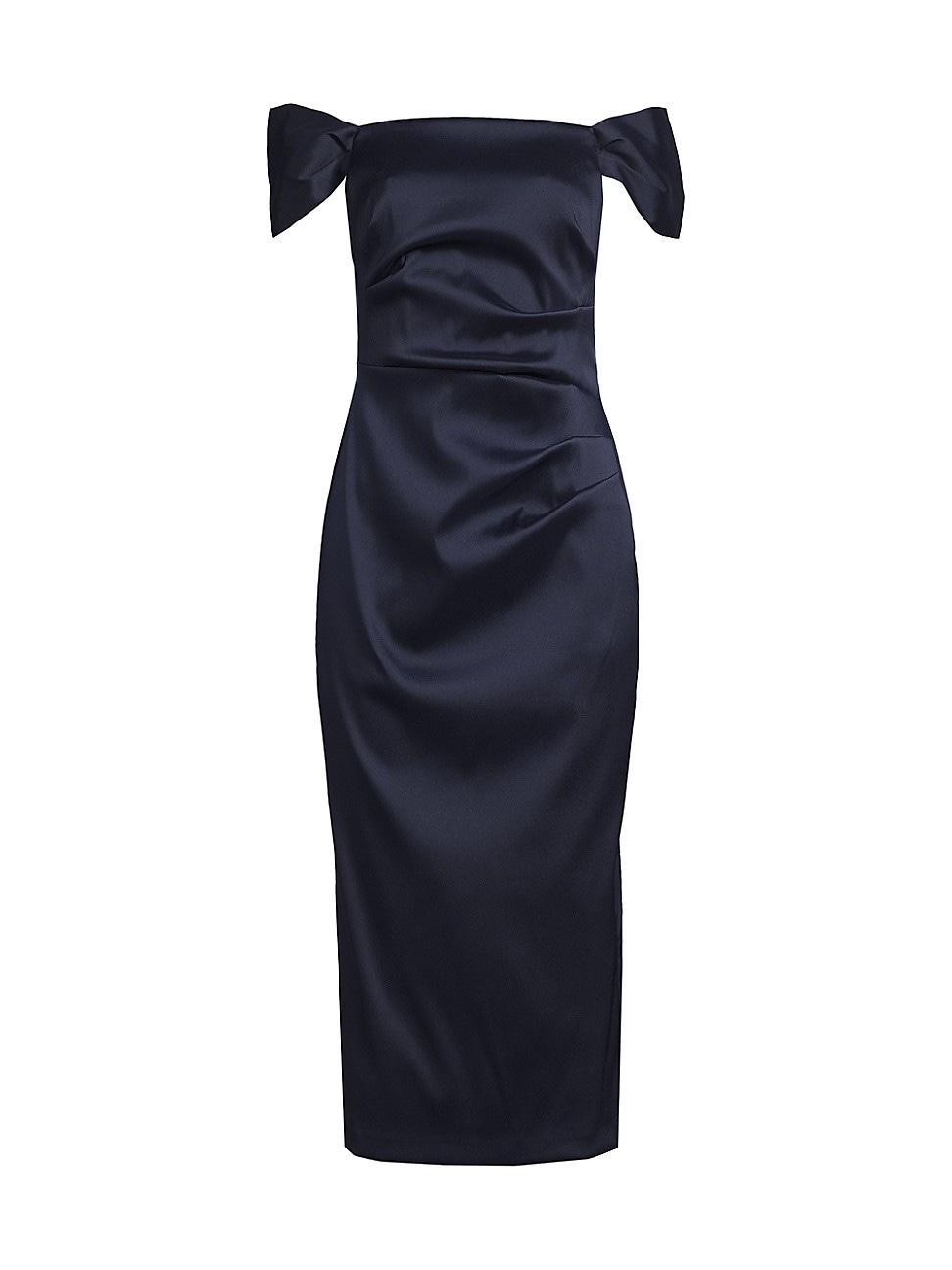 Womens Stretch Mikado Off-the-Shoulder Midi-Dress Product Image