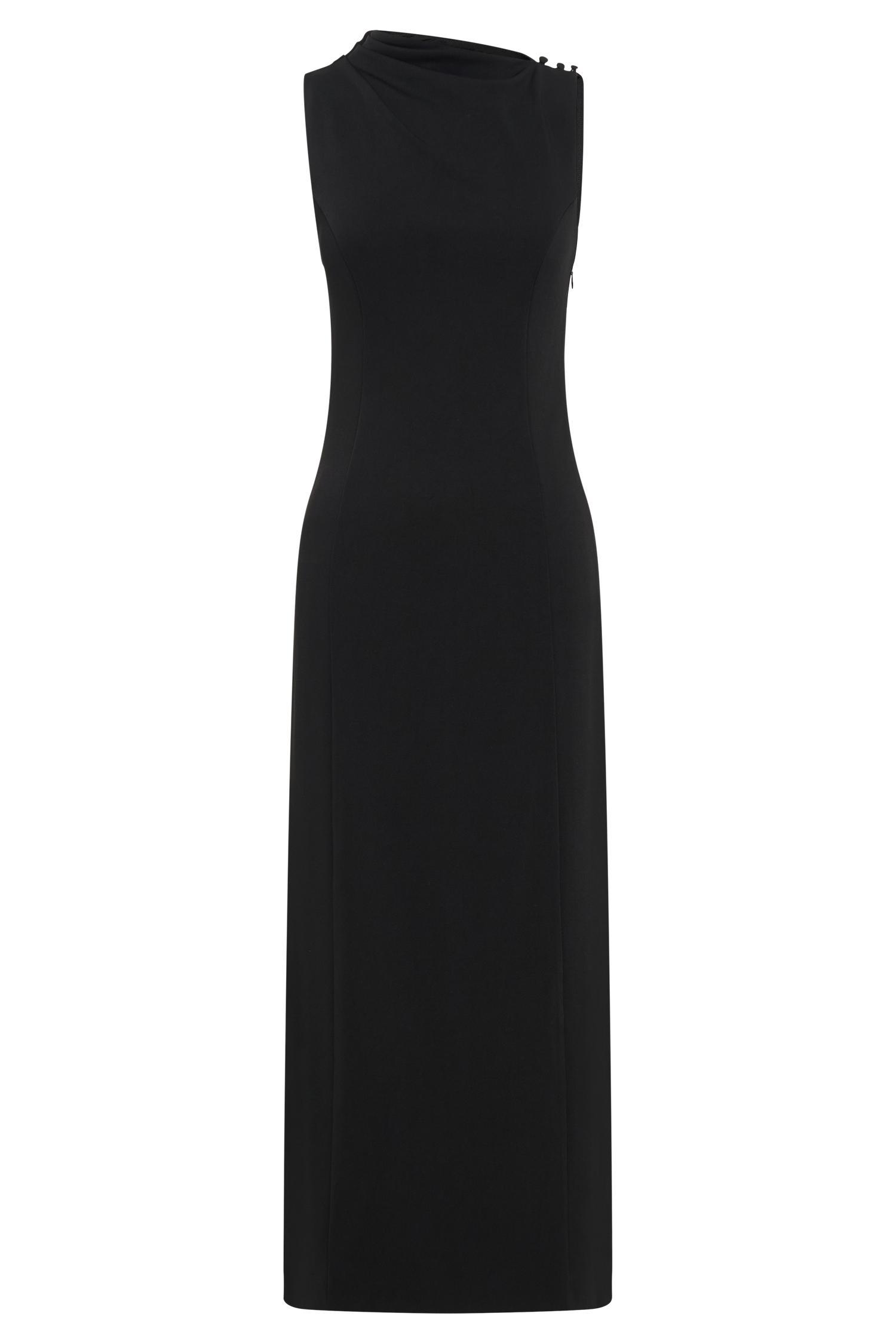 Taylor Draped Stretch Crepe Midi Dress - Black Product Image