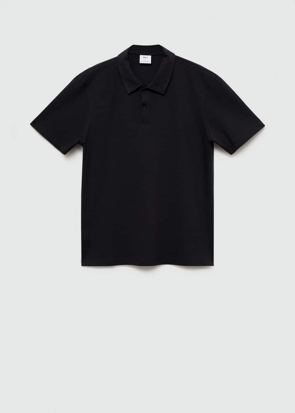 Slim-fit cotton piqué textured polo shirt - Men | MANGO USA Product Image