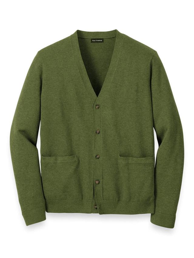 Supima Cotton Button Front Cardigan - Olive Product Image