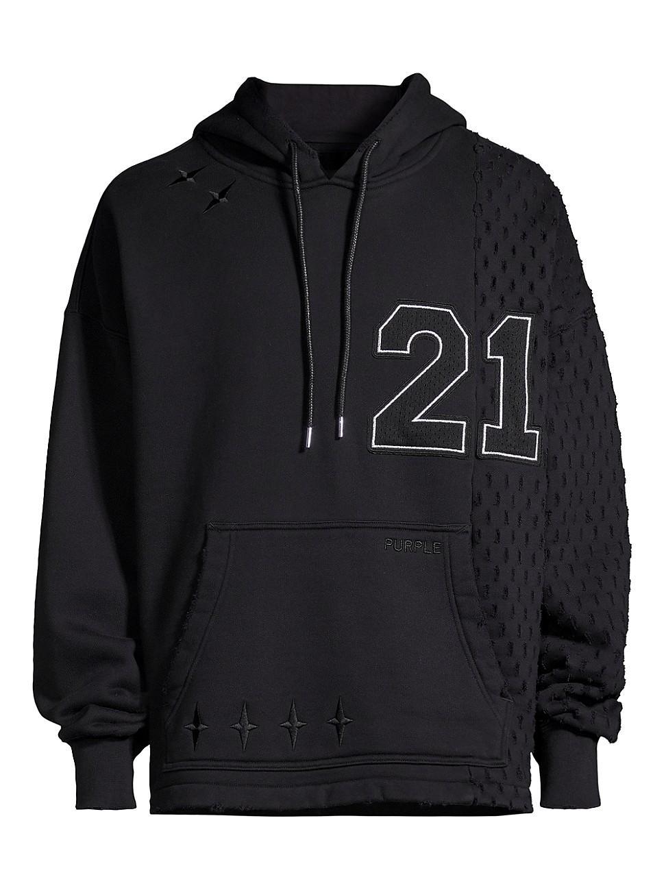 Mens Distressed Fleece Hoodie Product Image