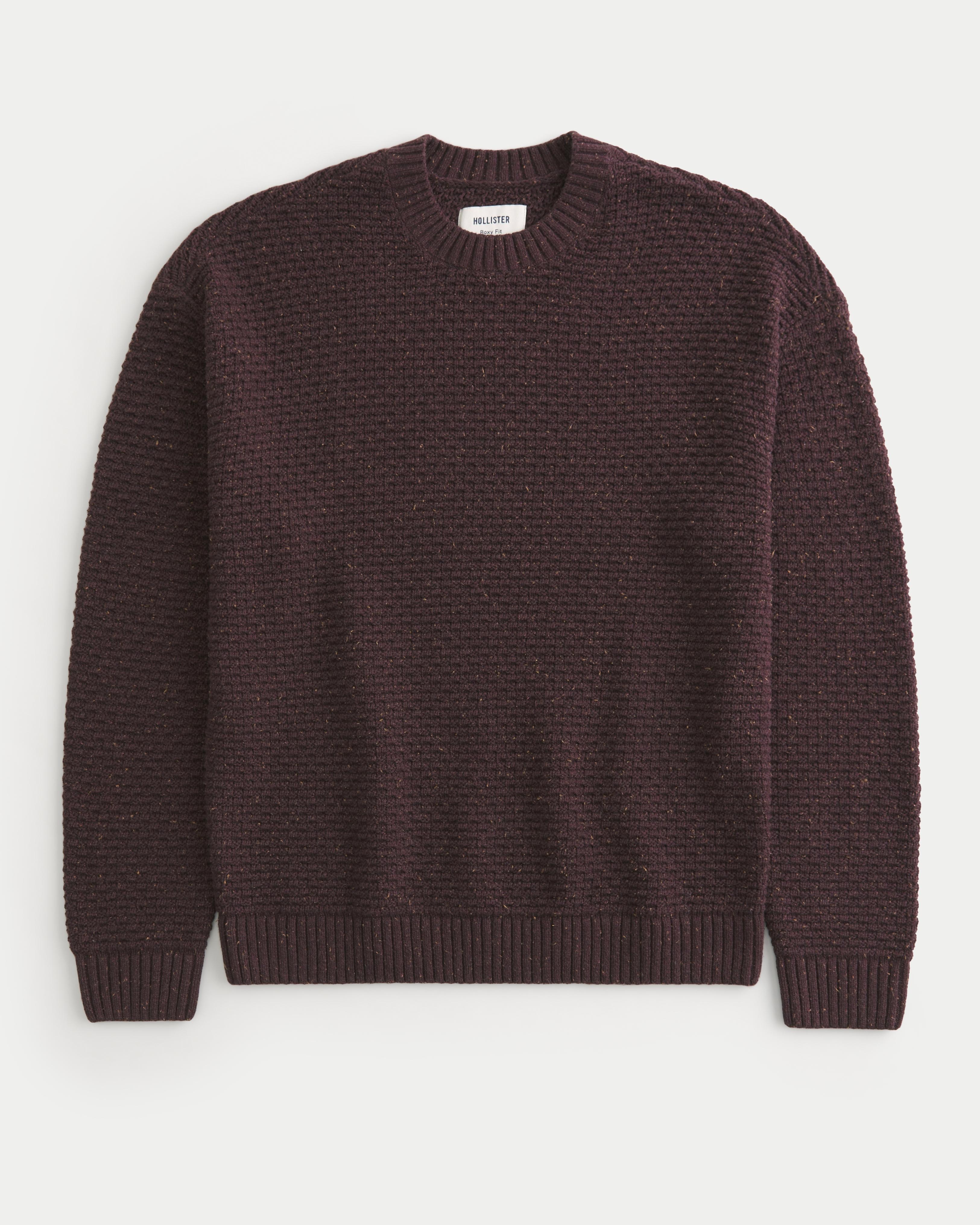 Boxy Cable-Knit Crew Sweater Product Image