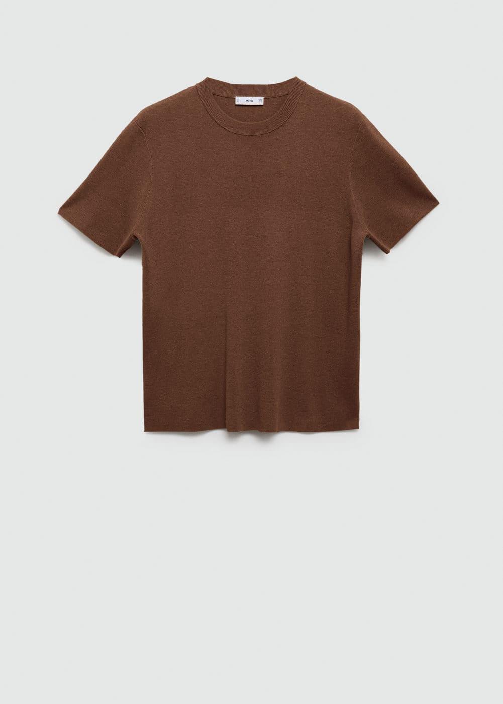 MANGO MAN - Knit cotton T-shirt chocolateMen Product Image