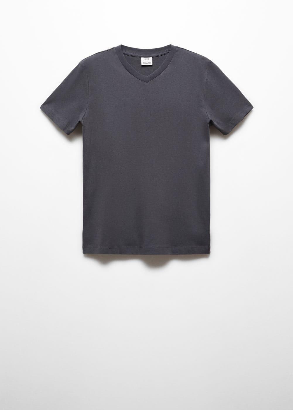 MANGO MAN - Basic cotton V-neck T-shirt dark greyMen Product Image