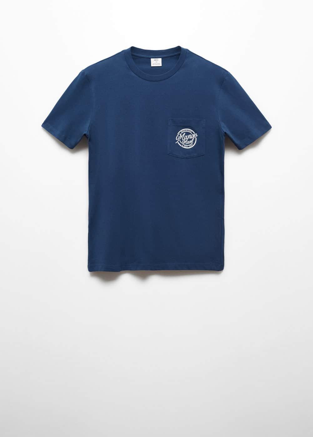 MANGO MAN - 100% cotton t-shirt with logo indigo blueMen Product Image