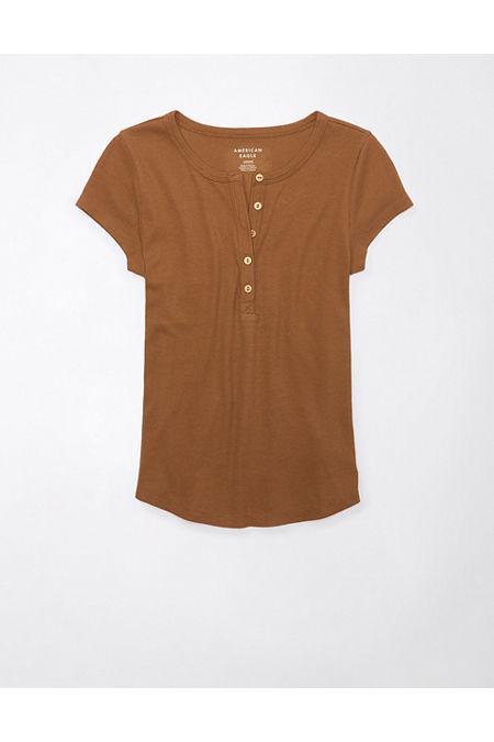 AE Ribbed Henley T-Shirt Womens Product Image