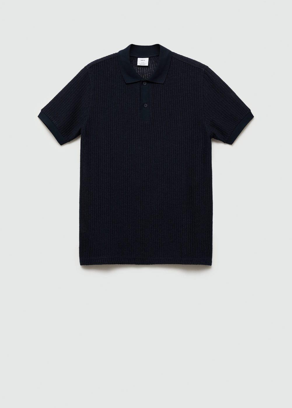 MANGO MAN - Regular fit openwork knit polo shirt dark navyMen Product Image