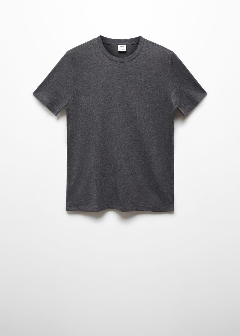 MANGO MAN - Basic cotton stretch T-shirt charcoalMen Product Image