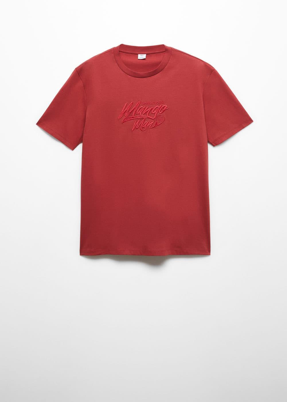 MANGO MAN - 100% cotton t-shirt with embroidered logo redMen Product Image