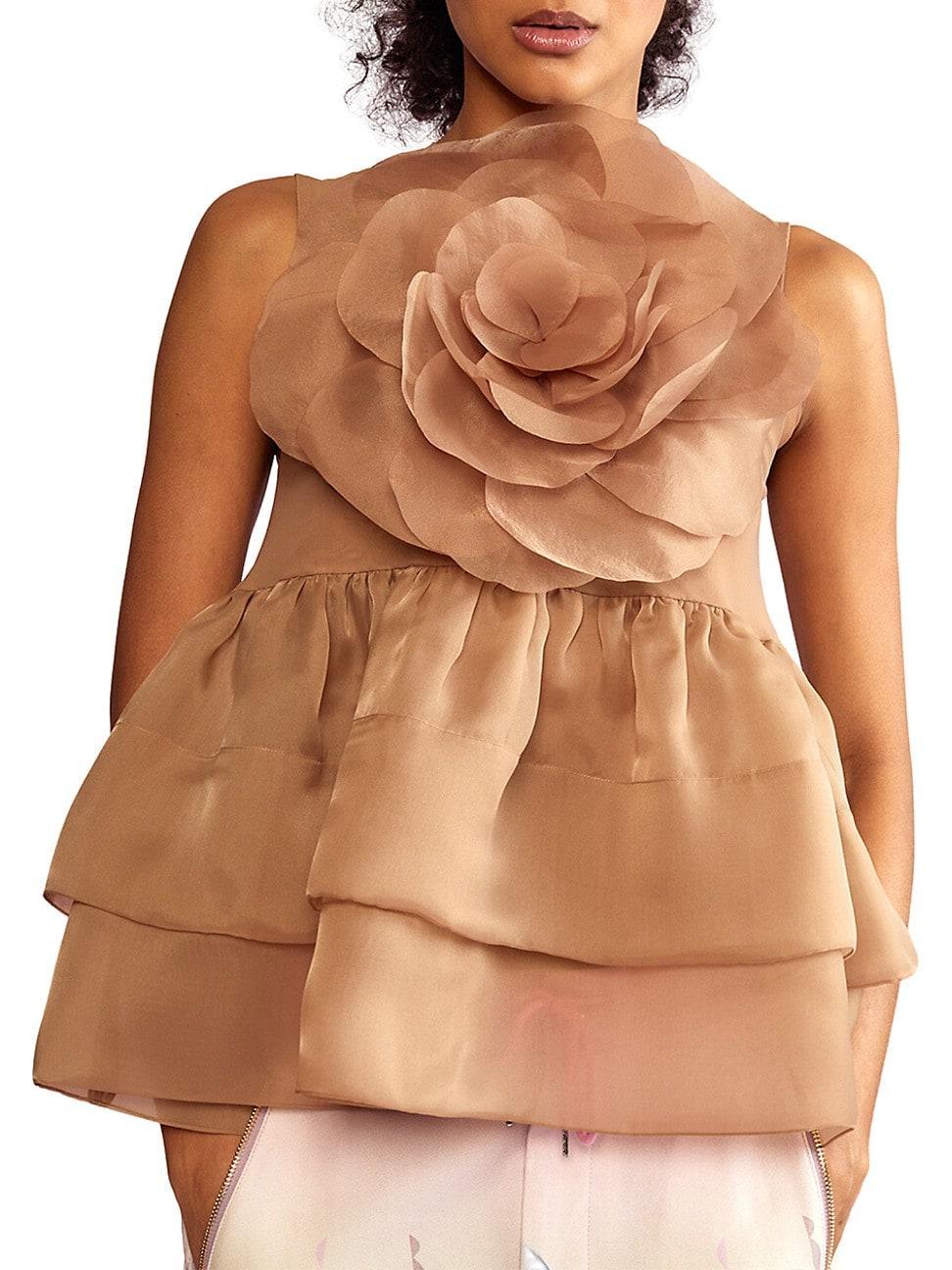 Womens Flower Tiered Organza Top Product Image