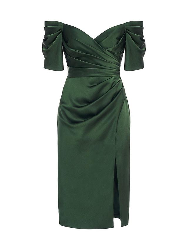 Womens Holland Satin Off-The-Shoulder Midi-Dress Product Image