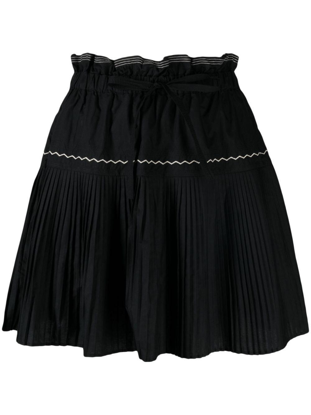 Erika Pleated Poplin Mini Skirt In Noir Product Image