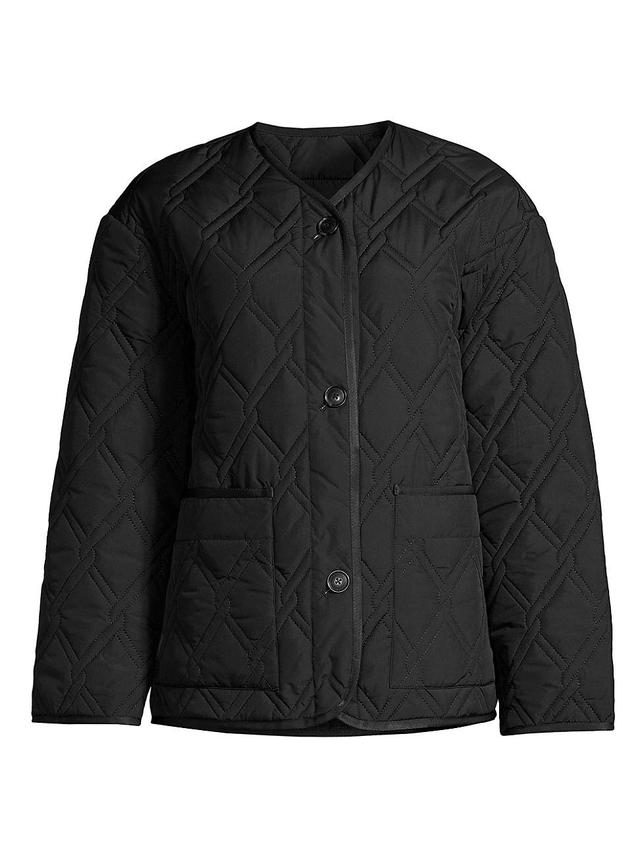 Womens Quilted Collarless Short Coat Product Image