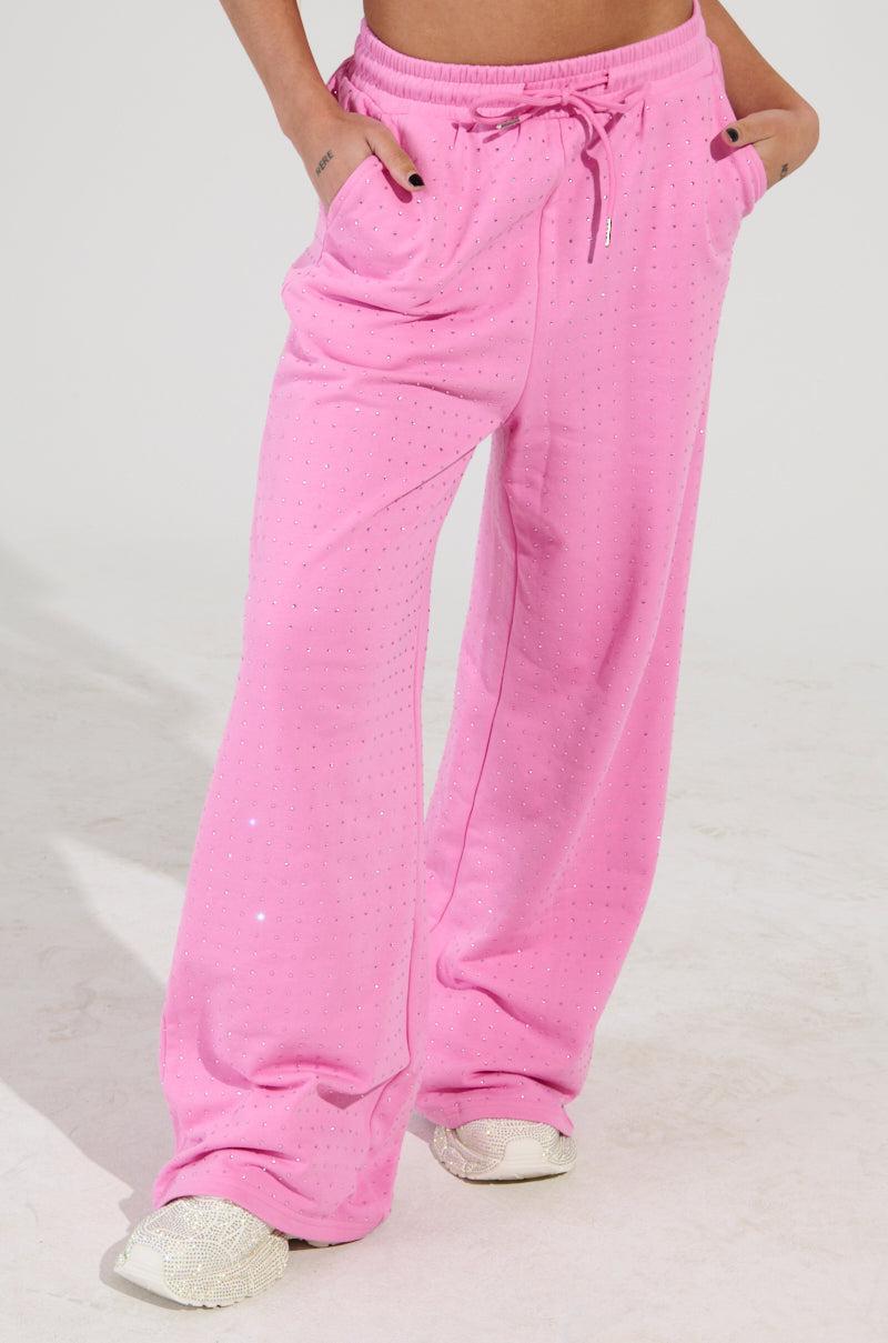 BLOSSOM RHINESTONE EMBELLISHED SWEATPANT IN PINK Product Image