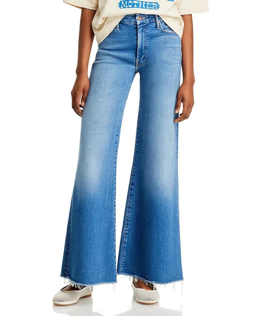 MOTHER The Roller High Rise Wide Leg Jeans In Work Hard In Multi product image