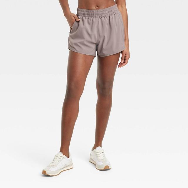 Womens Woven Mid-Rise Run Shorts 3 - All In Motion Taupe XL Product Image