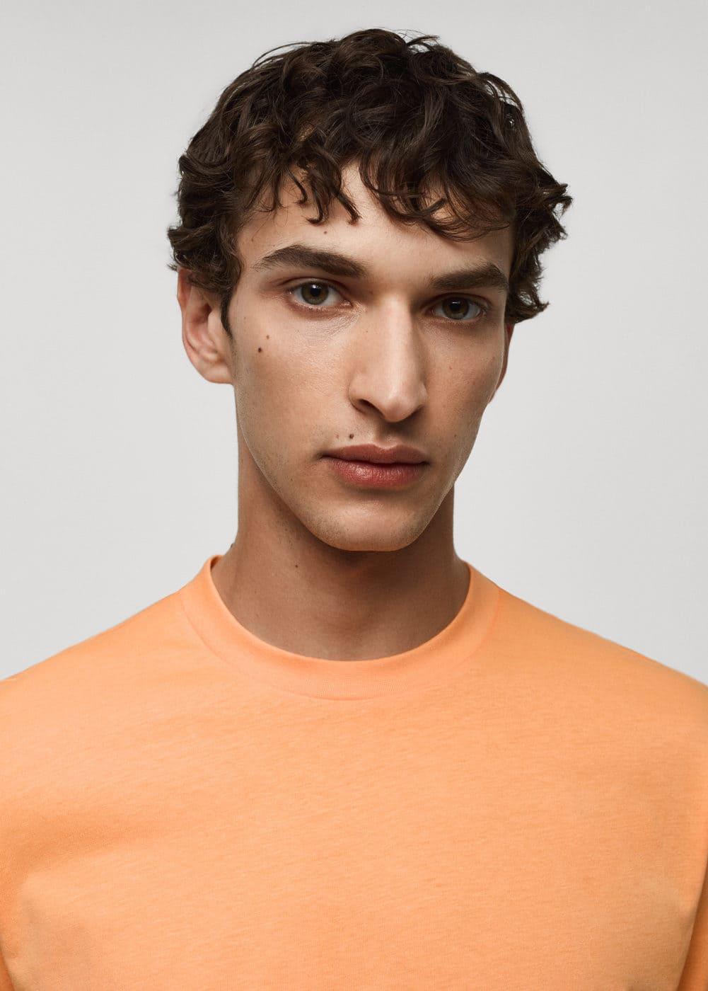 MANGO MAN - Basic cotton stretch T-shirt orangeMen Product Image