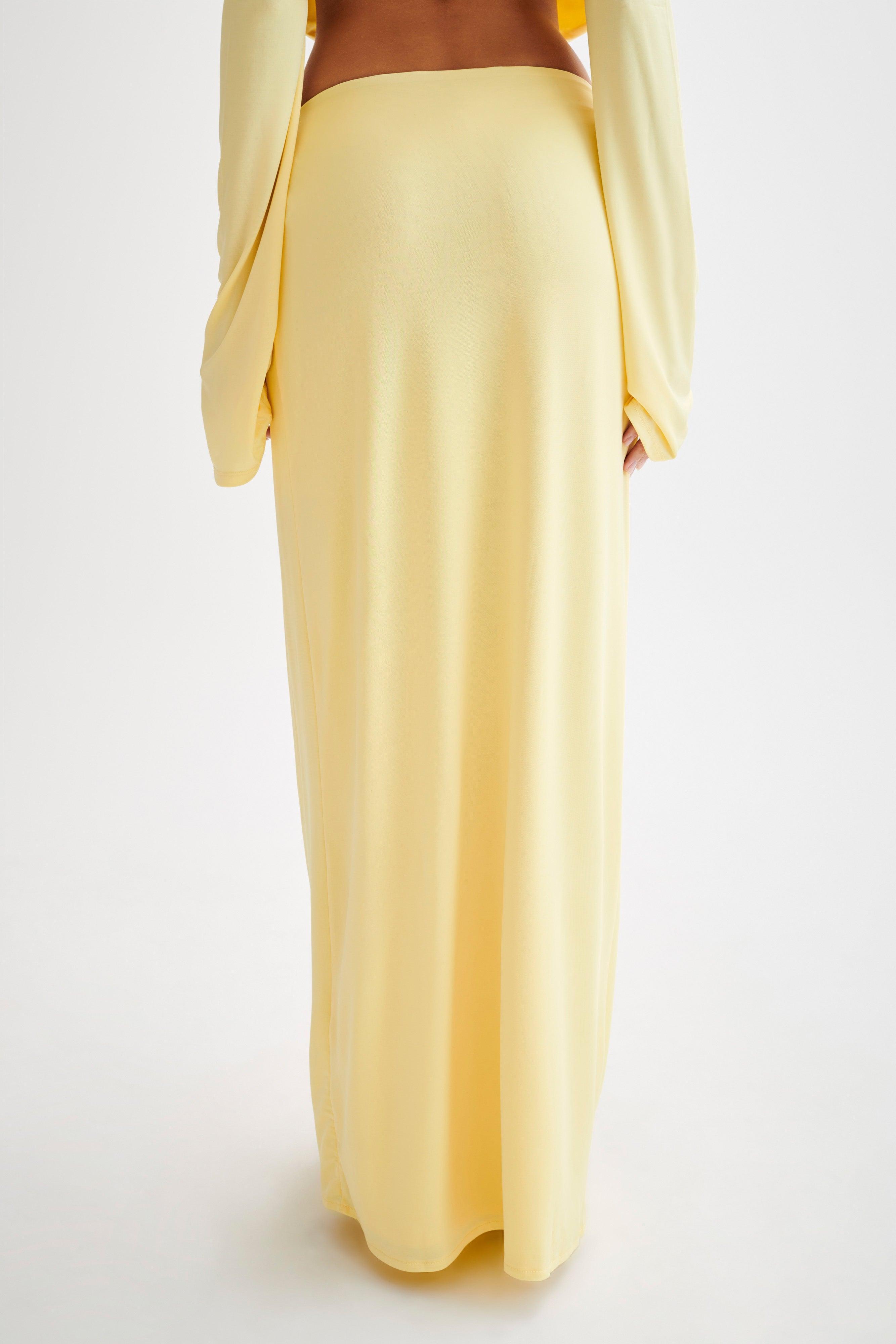 Suri Slinky Maxi Skirt With Silver Hardware - Yellow Product Image