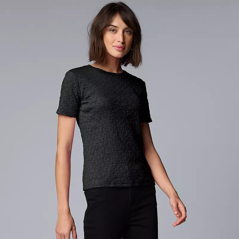 Petite Simply Vera Vera Wang Texture Tee, Womens Product Image