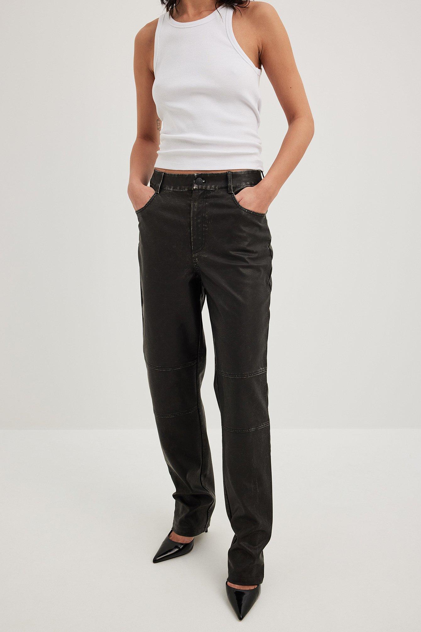 Worn Out Look PU Pants Product Image