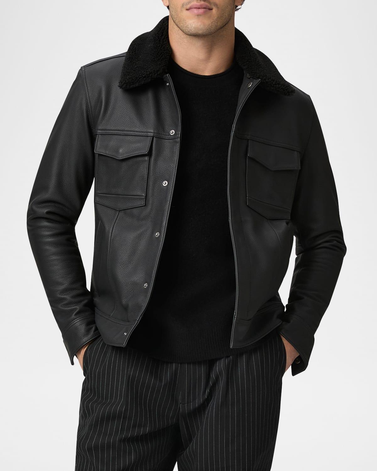 Mens Pedro Leather Jacket with Shearling Collar Product Image