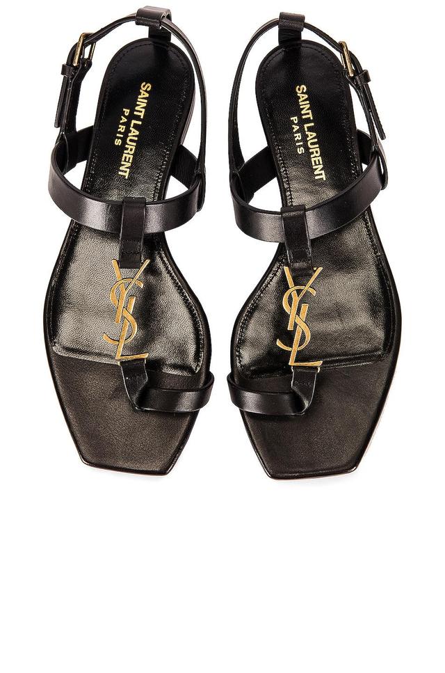 Saint Laurent Cassandra Flat Sandals in Black Product Image