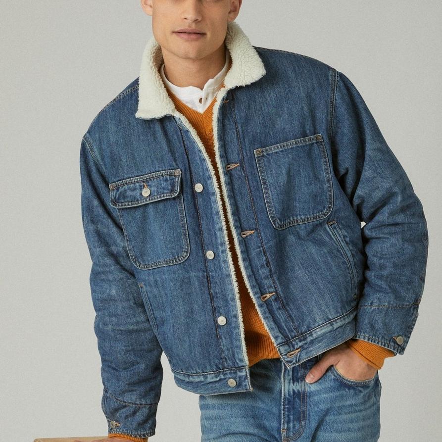 Lucky Brand Faux Shearling Lined Denim Jacket Product Image
