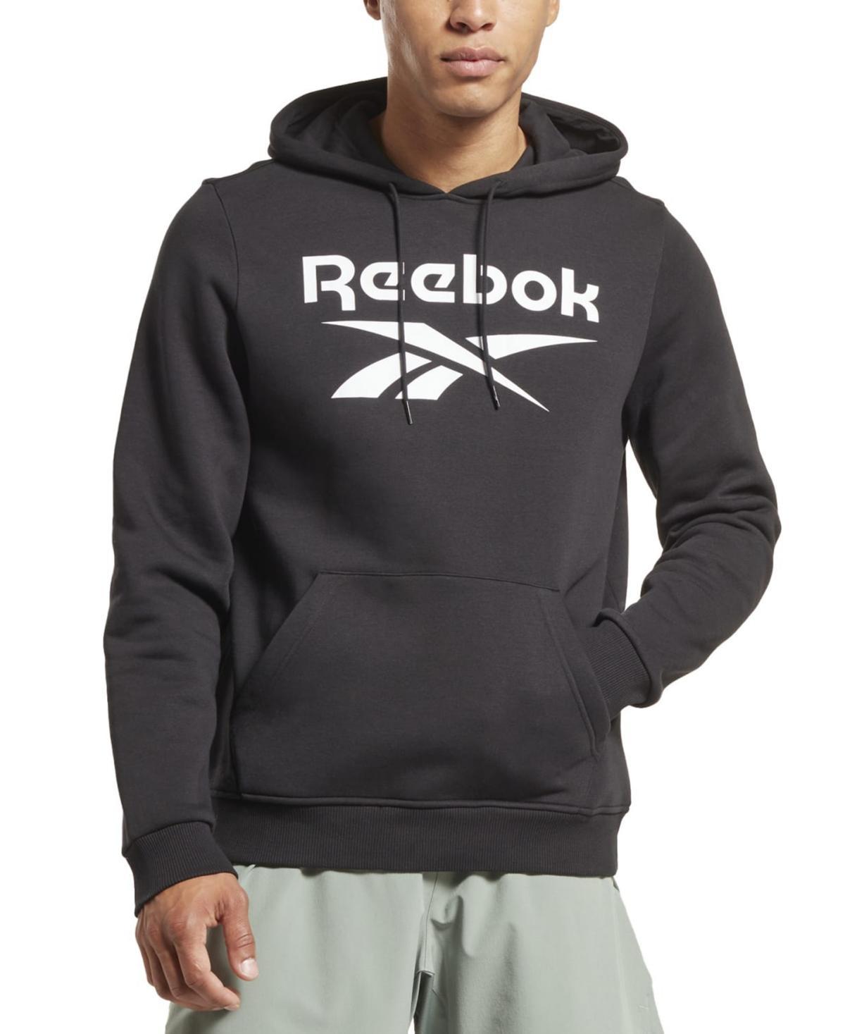 Reebok Mens Identity Classic-Fit Stacked Logo-Print Fleece Hoodie - Royal Product Image