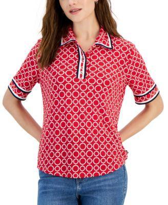 Women's Circle-Link Short-Sleeve Polo Top Product Image