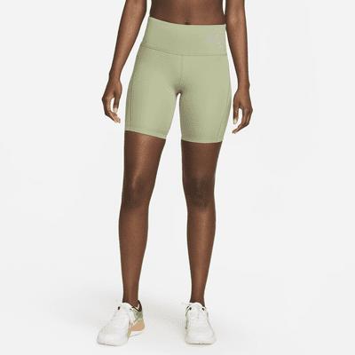 Nike Women's Tight Mid-Rise Ribbed-Panel Running Shorts with Pockets Product Image