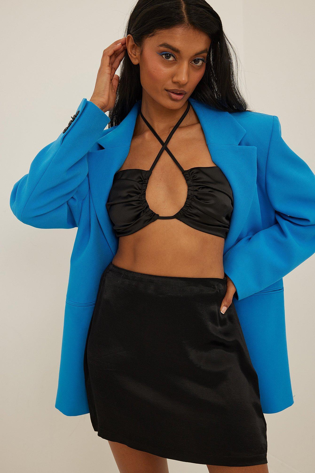 Halterneck Cropped Satin Top Product Image