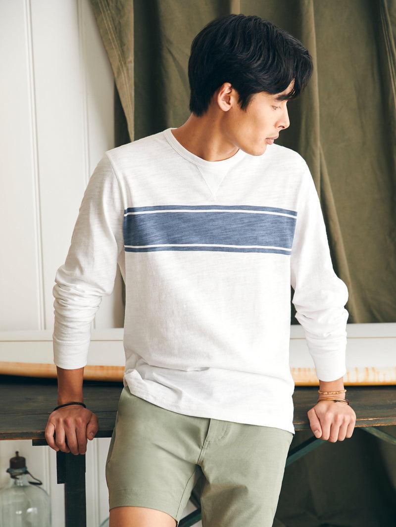 Sunwashed Slub Crew (Tall) - White Surf Stripe Product Image