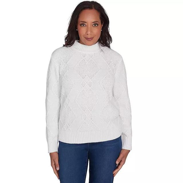 Petite Alfred Dunner Diamond Rib Chenille Mockneck Sweater, Womens Product Image