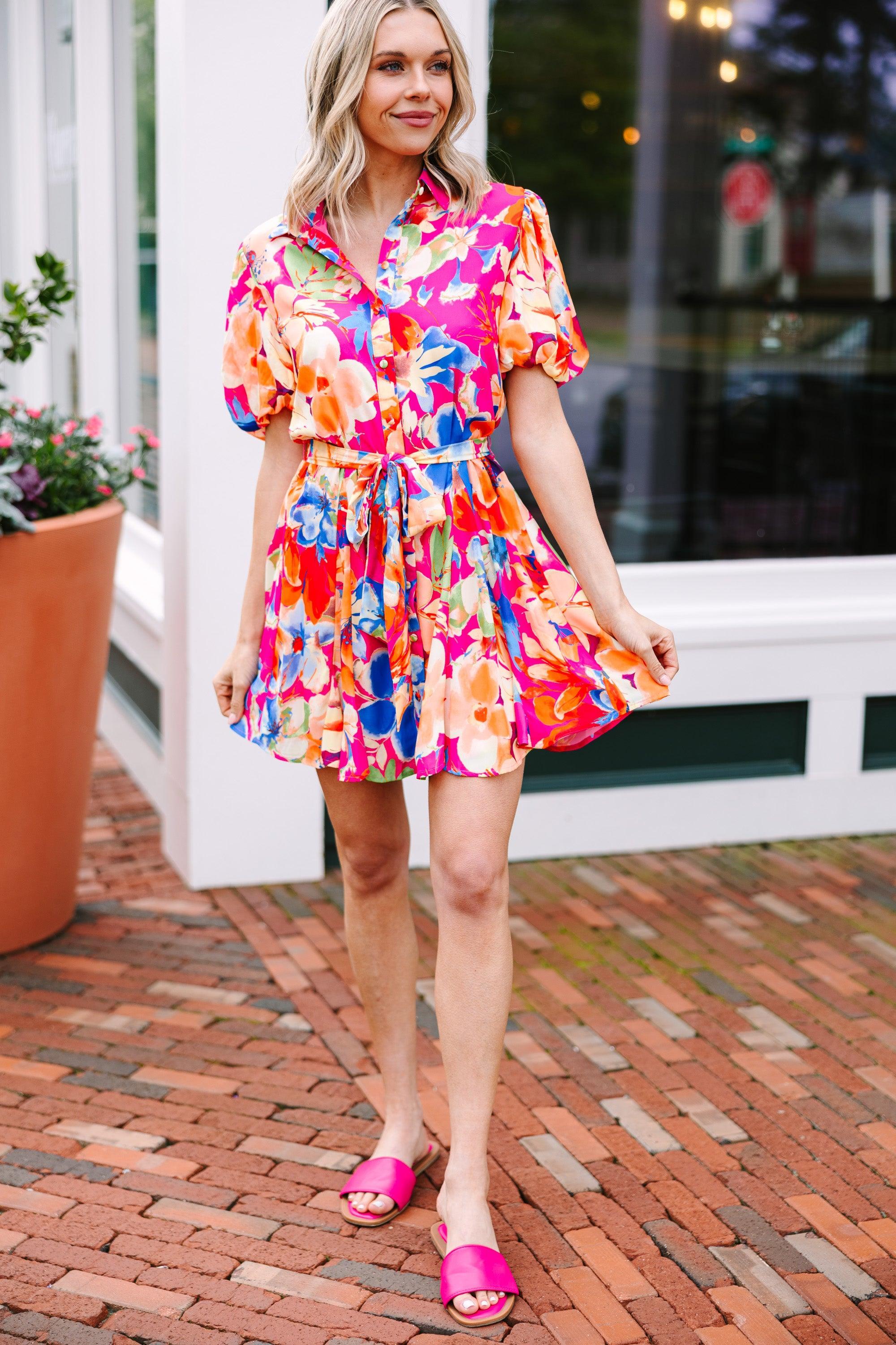 All For Fun Fuchsia Pink Floral Dress Female Product Image