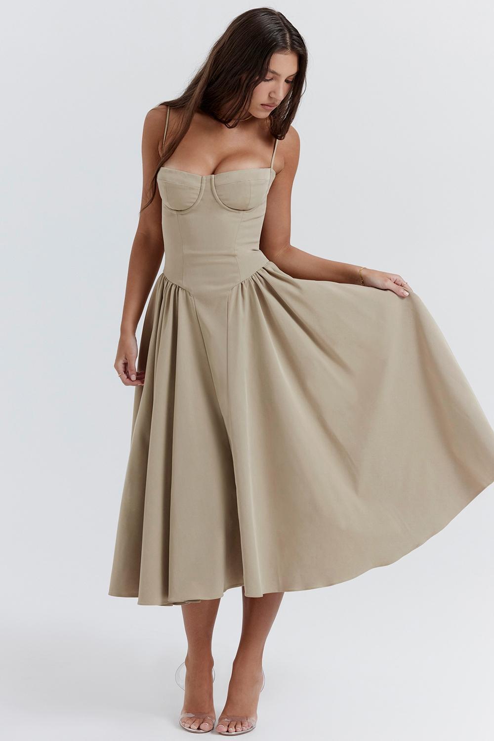 Samaria Taupe Corset Sundress Product Image