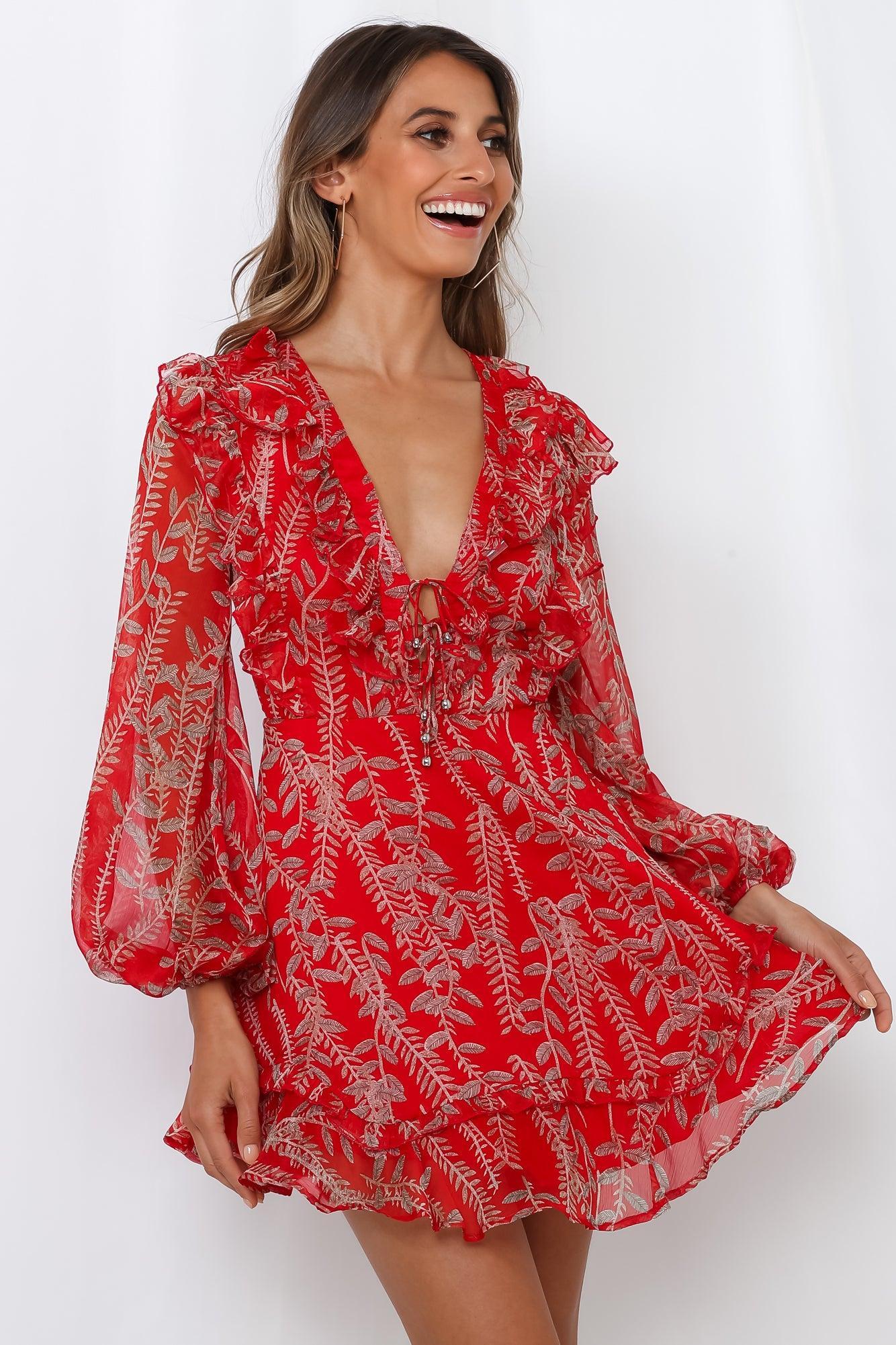 Tied Together Dress Red Product Image