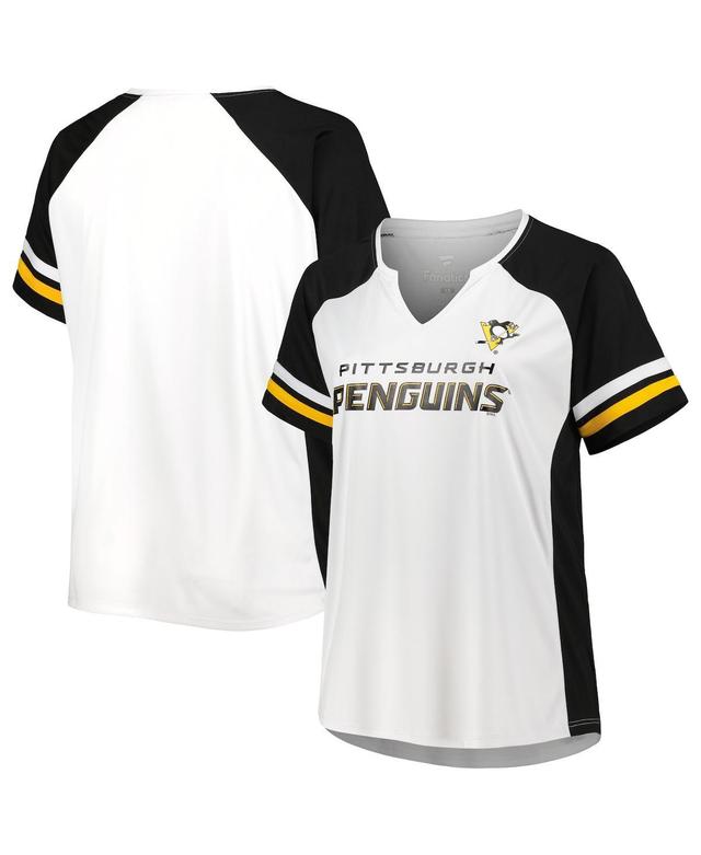 Womens Profile Pittsburgh Penguins Plus Size Notch Neck Raglan T-Shirt Product Image