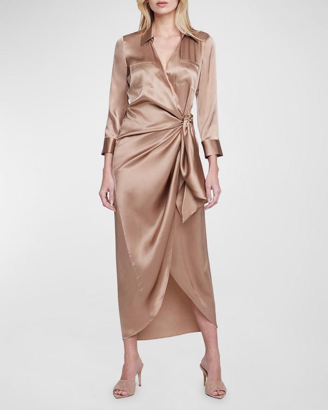 Kadi Wrap Silk Maxi Dress Product Image