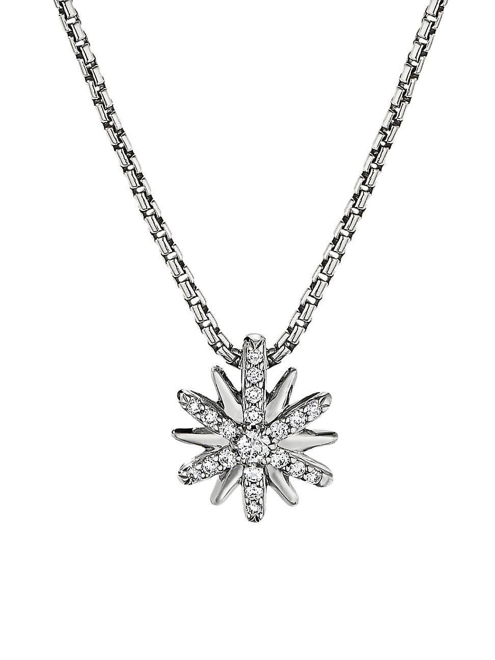 Womens Petite Starburst Station Necklace With Diamonds Product Image