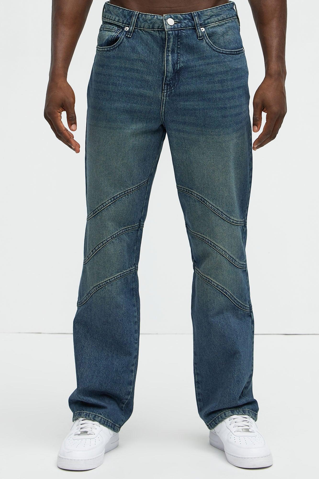 Taj Paneled Straight Jeans - Dark Wash Product Image