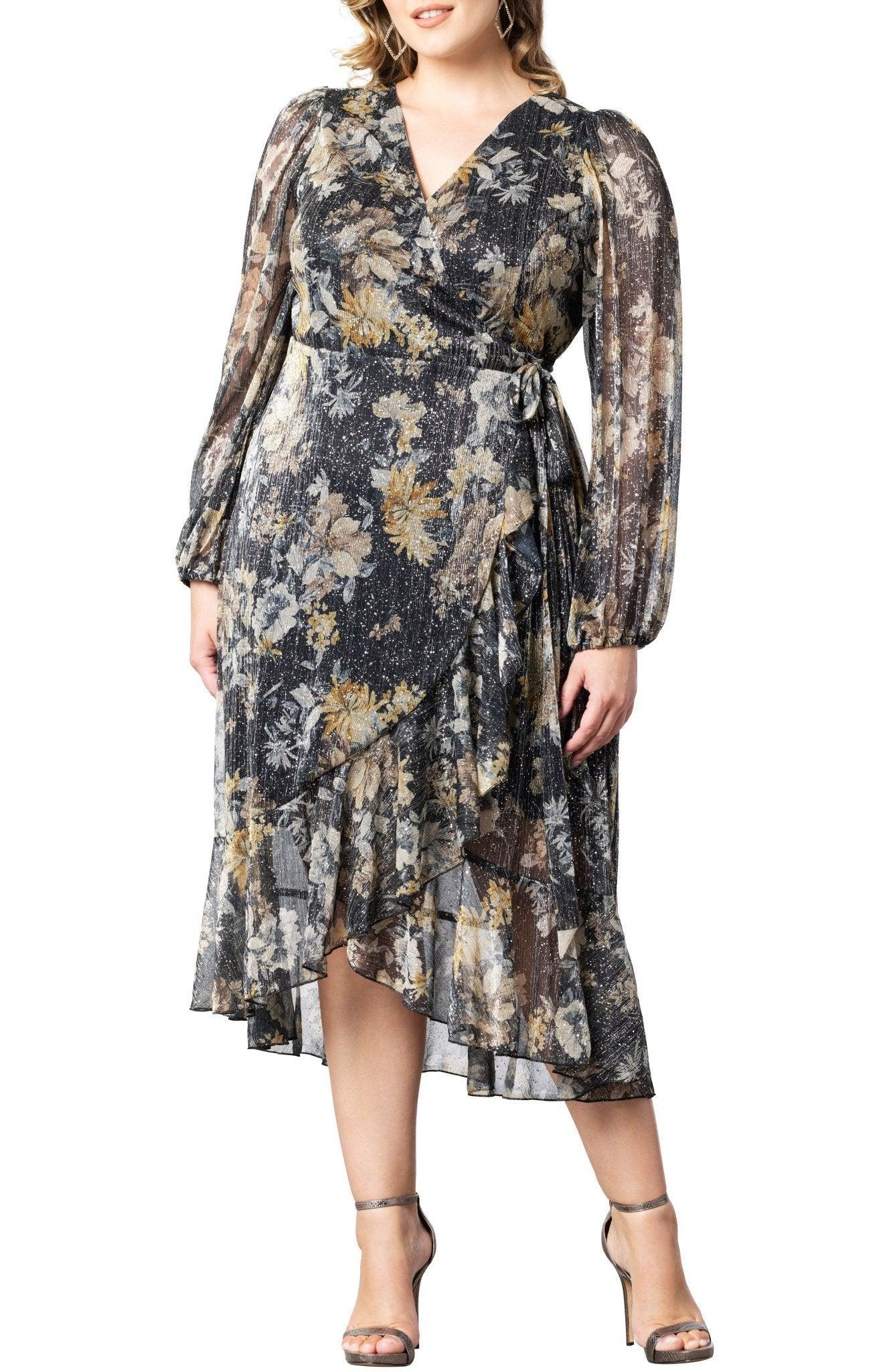 Clara Sparkling Long Sleeve Wrap Dress - Plus Product Image