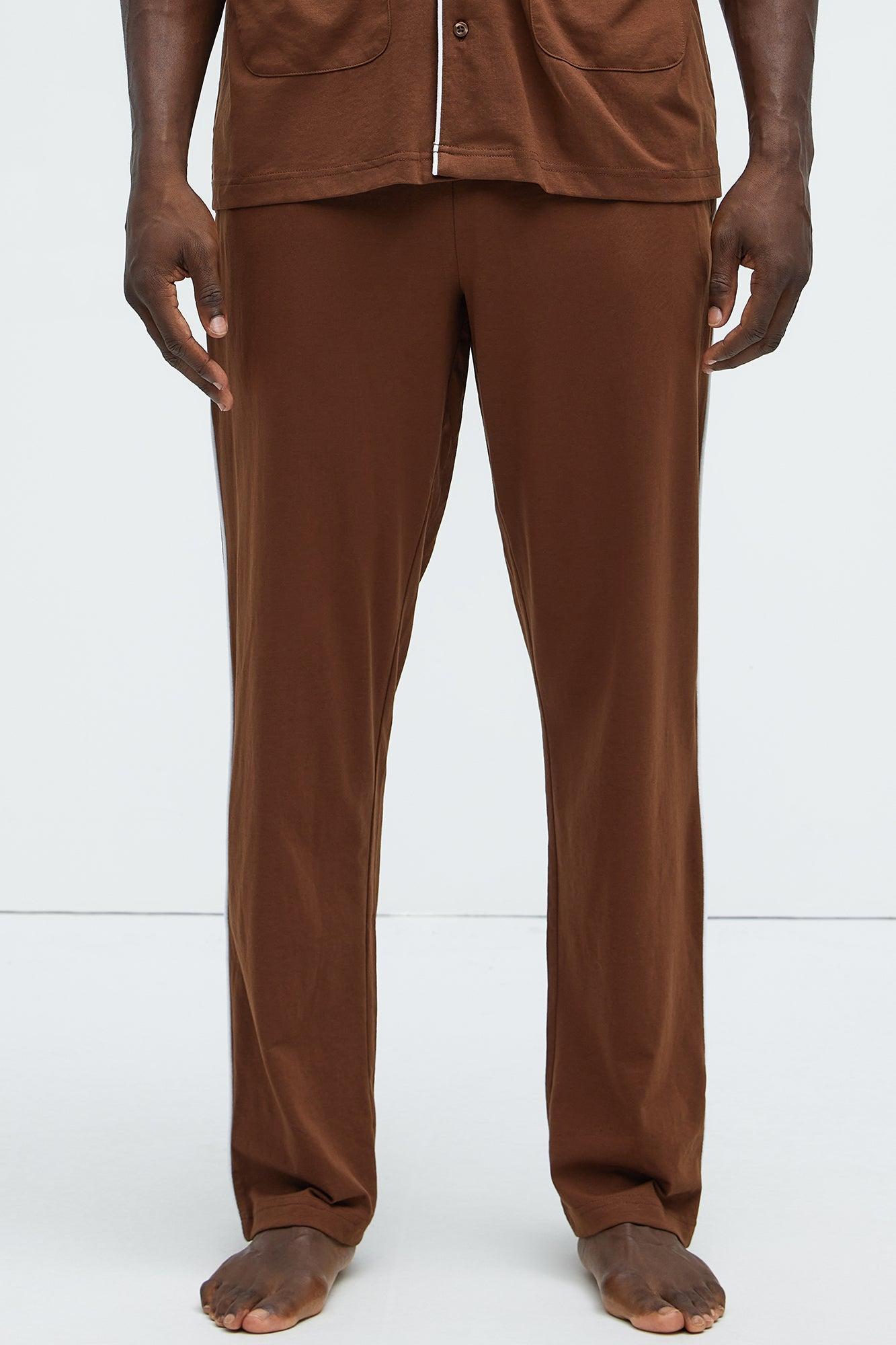 Modal Relaxed Pajama Pants - Brown Product Image