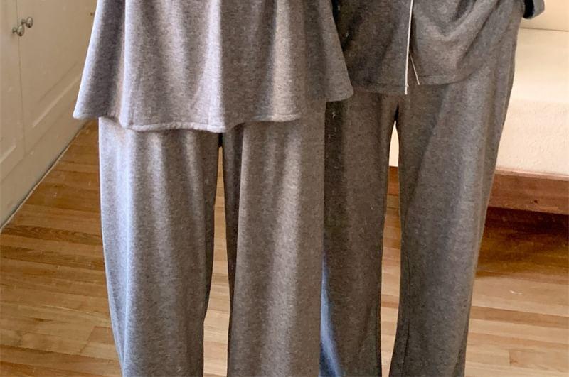 Couple Matching Long-Sleeve Pajama Top / Pants / Dress / Set Product Image