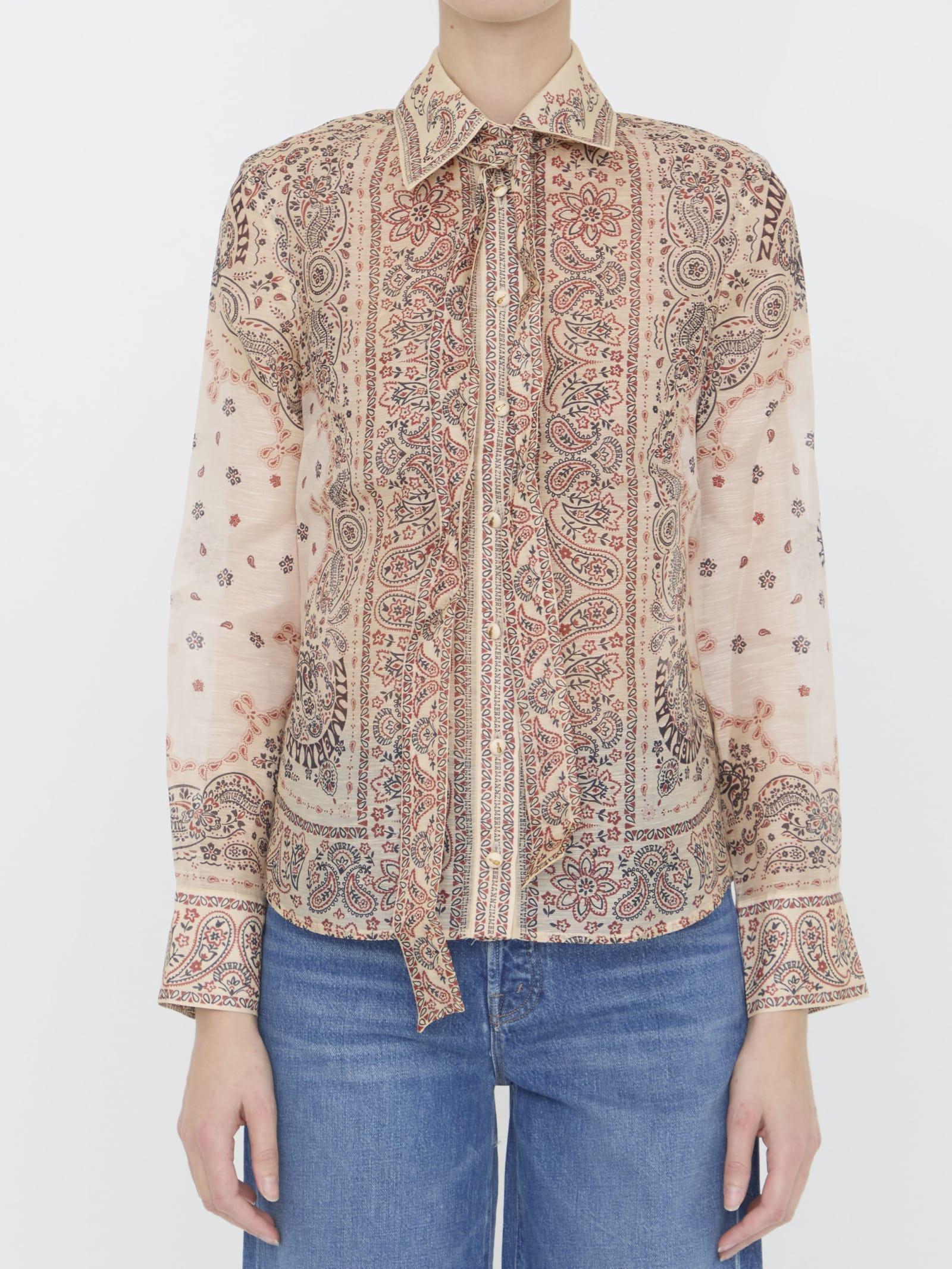 Matchmaker Linen-silk Blouse In Cream Bandana Product Image