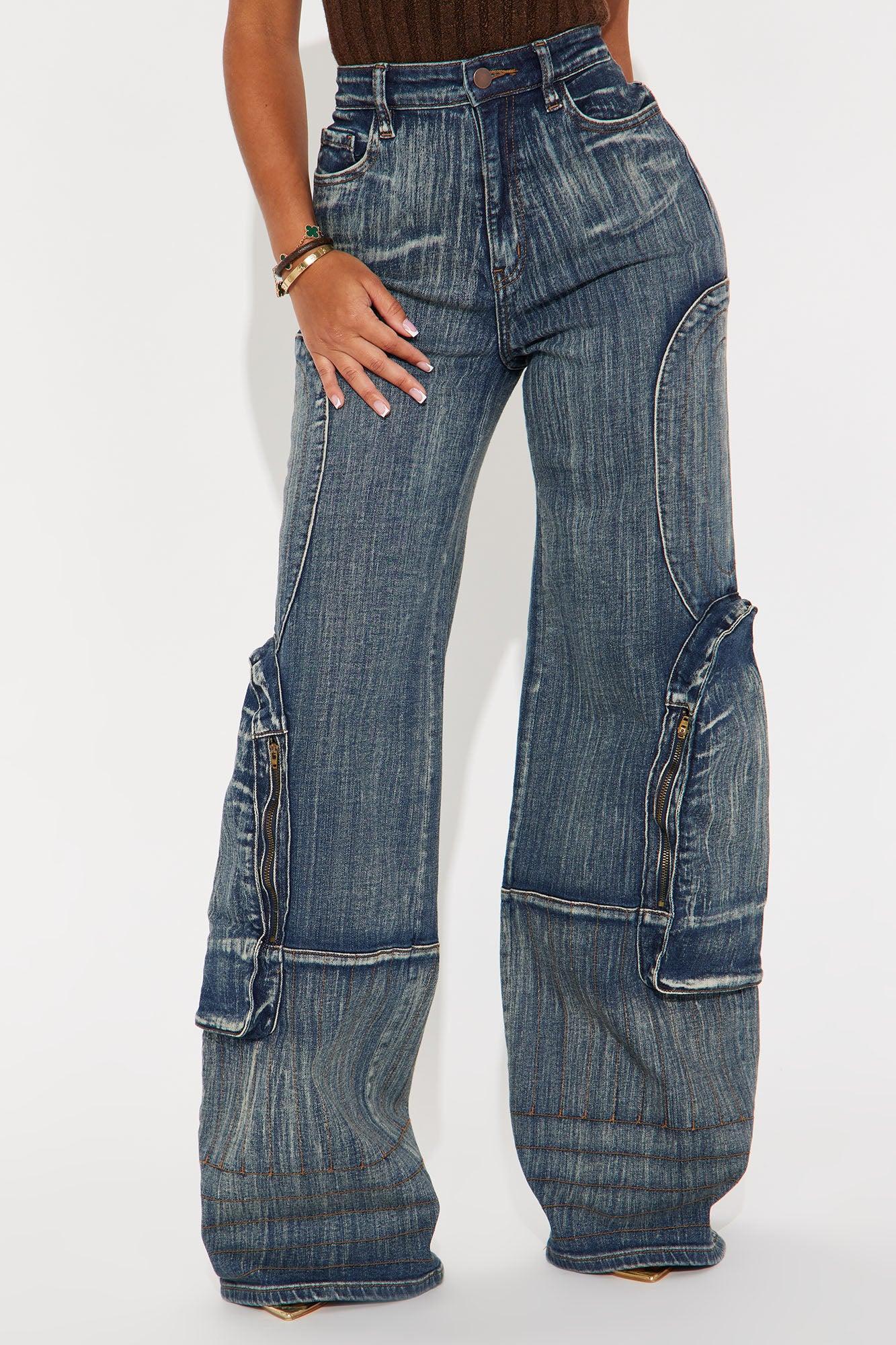 Had To Pop Out Stretch Cargo Jeans - Medium Wash Product Image