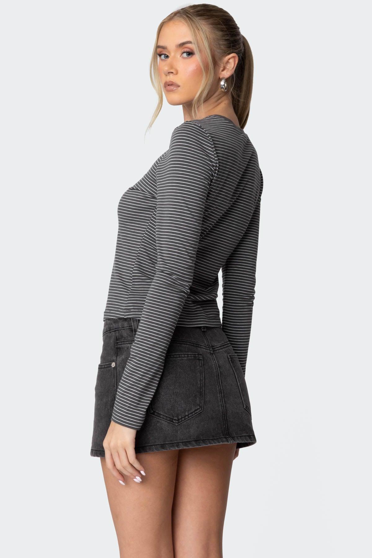 Brianna Striped Long Sleeve T Shirt Product Image