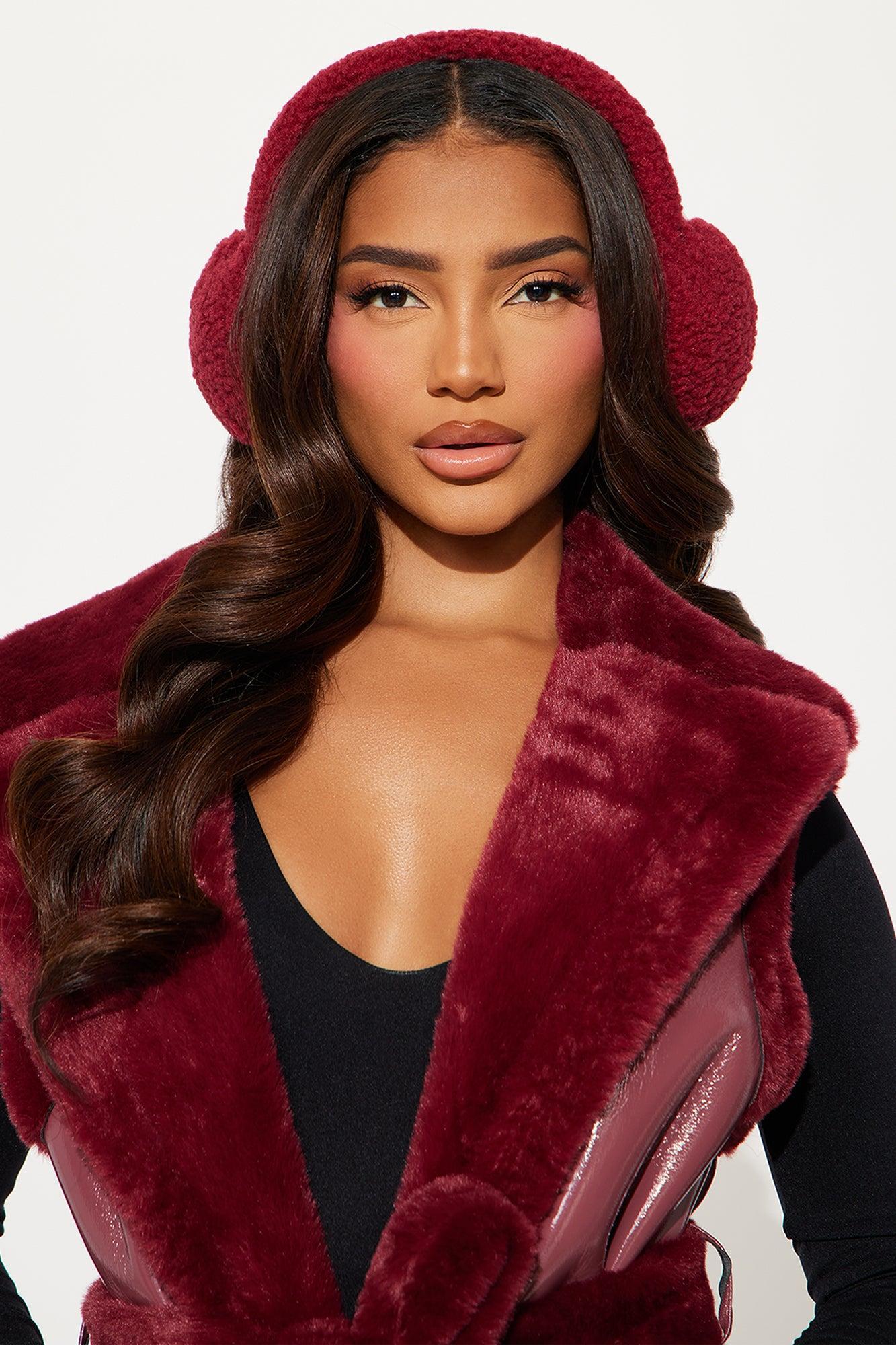 Feels Like Winter Sherpa Earmuffs - Red Product Image