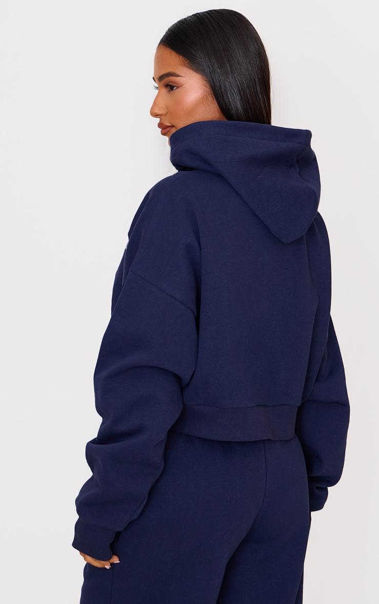 Petite Navy Printed Boxy Hoodie Product Image